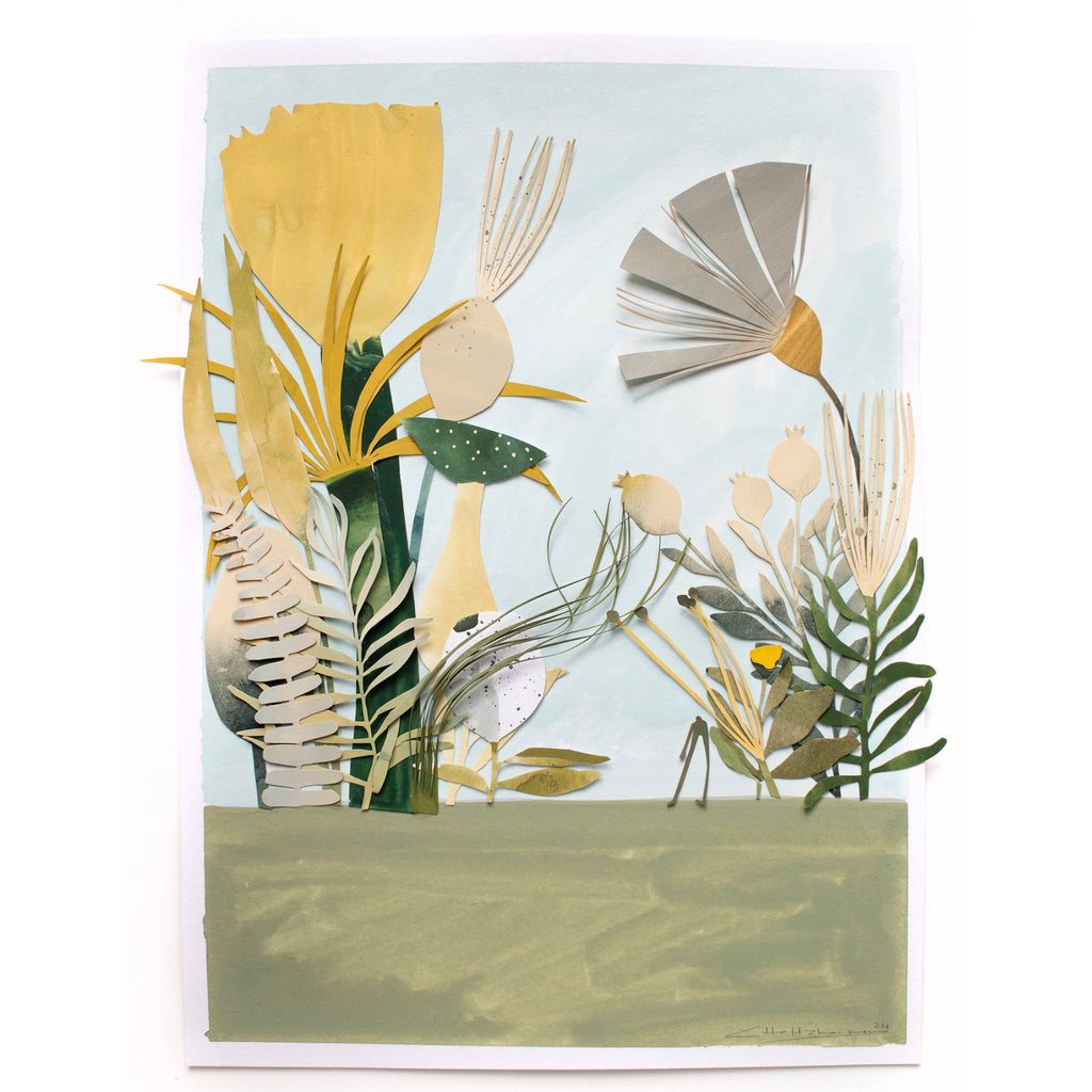 Botanical Paper collage unique landscape art Catherine Holtzhausen